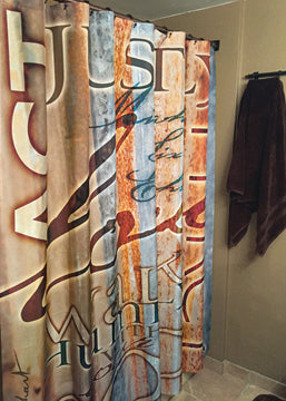 shown:  Act Justly shower curtain