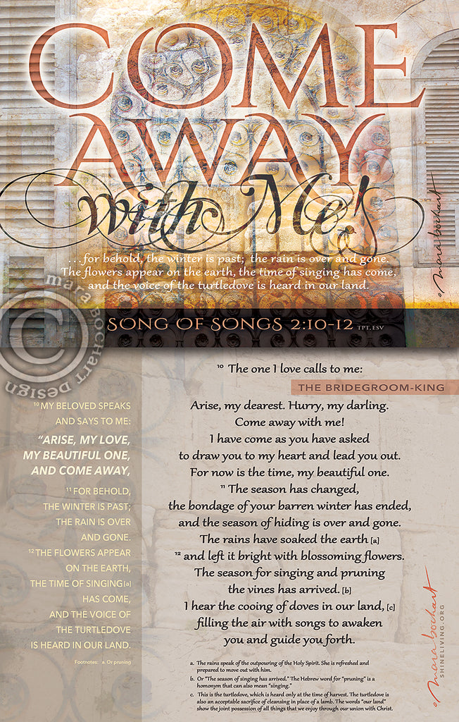 Come Away - with verses - frameable print