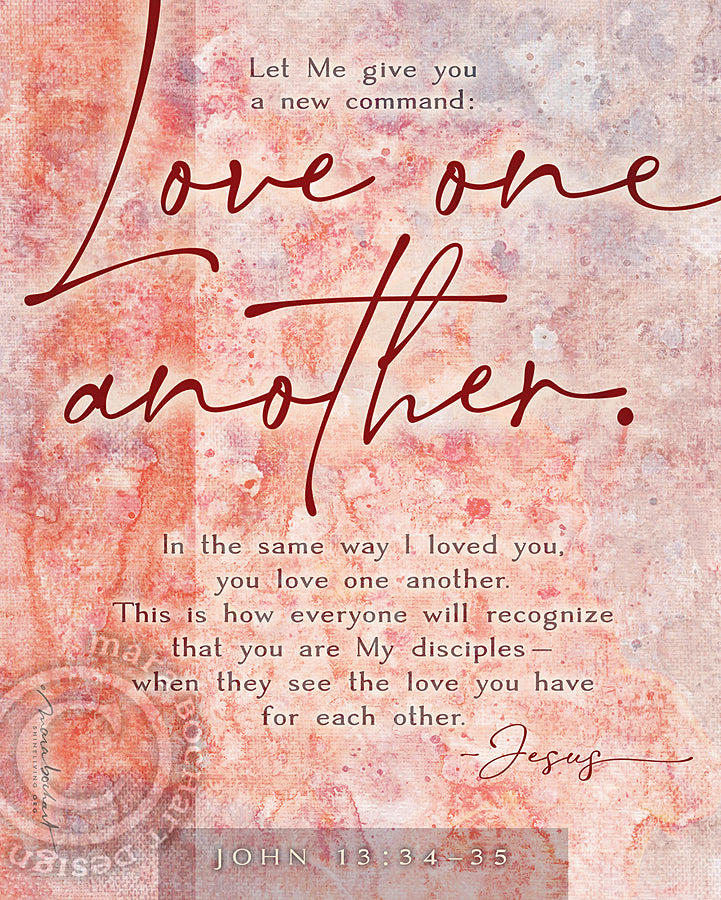 Love One Another - Vertical - boards with string hanging banner