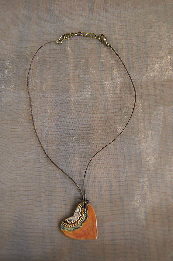 Necklace - Heart - Rust